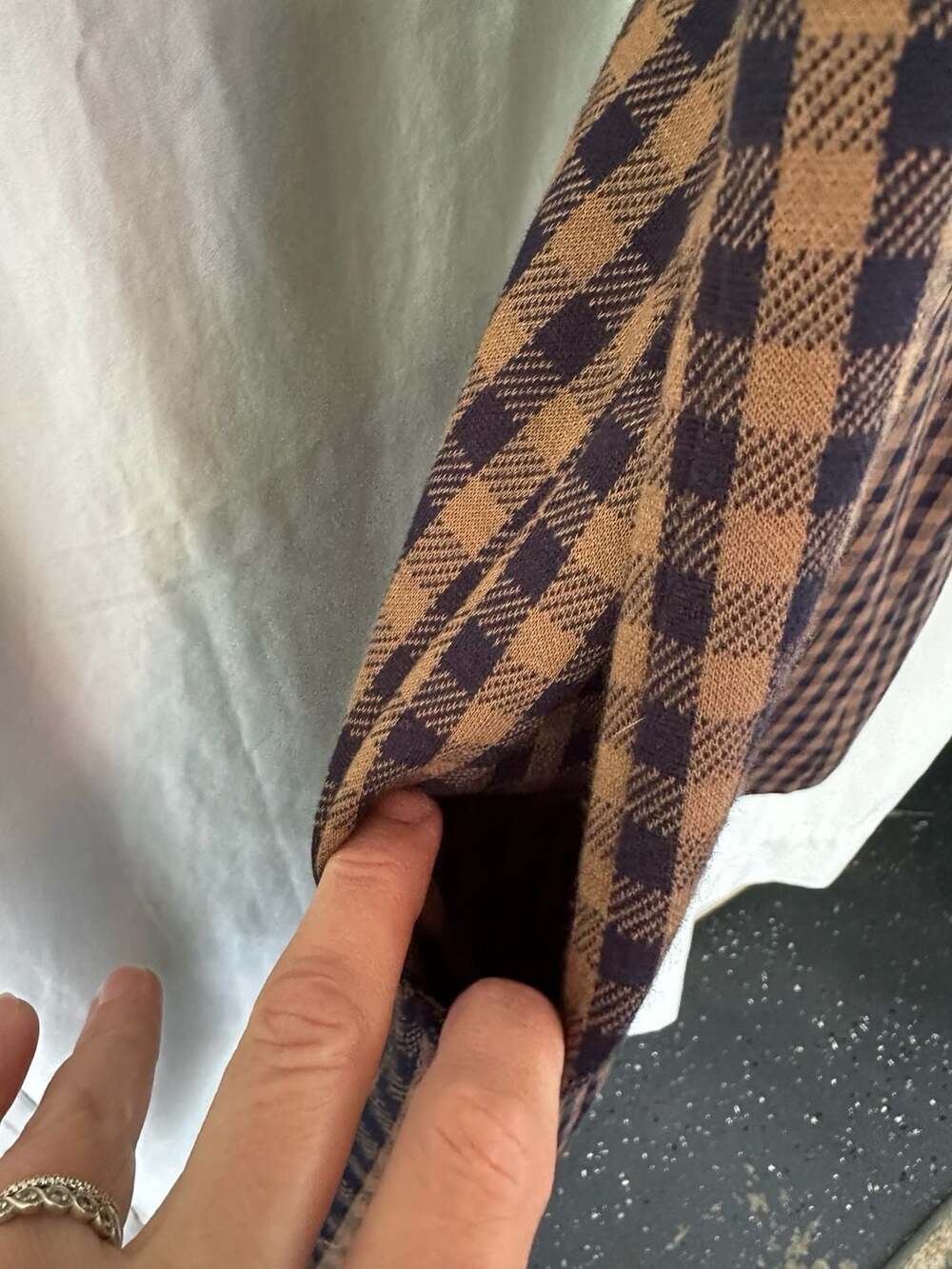 American Eagle Outfitters Womens Dress Brown and Navy Gingham Button-Front Mini - Picture 9 of 14